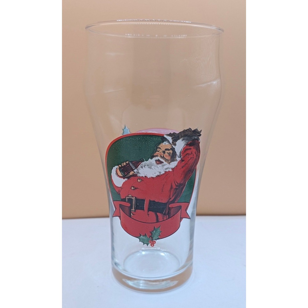 Vintage 1997 Coca-Cola Christmas Santa Claus Clear Glass Tumbler